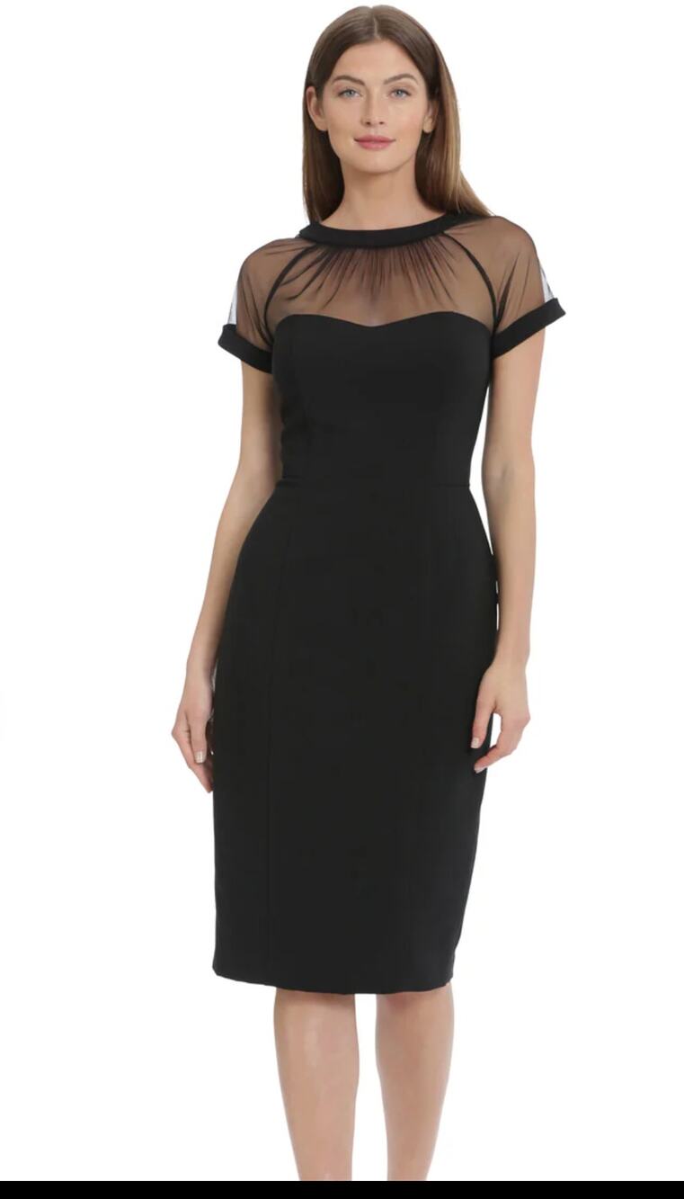 Maggy London Illusion Yoke Sheath Dress Little Black Dress - Size 4